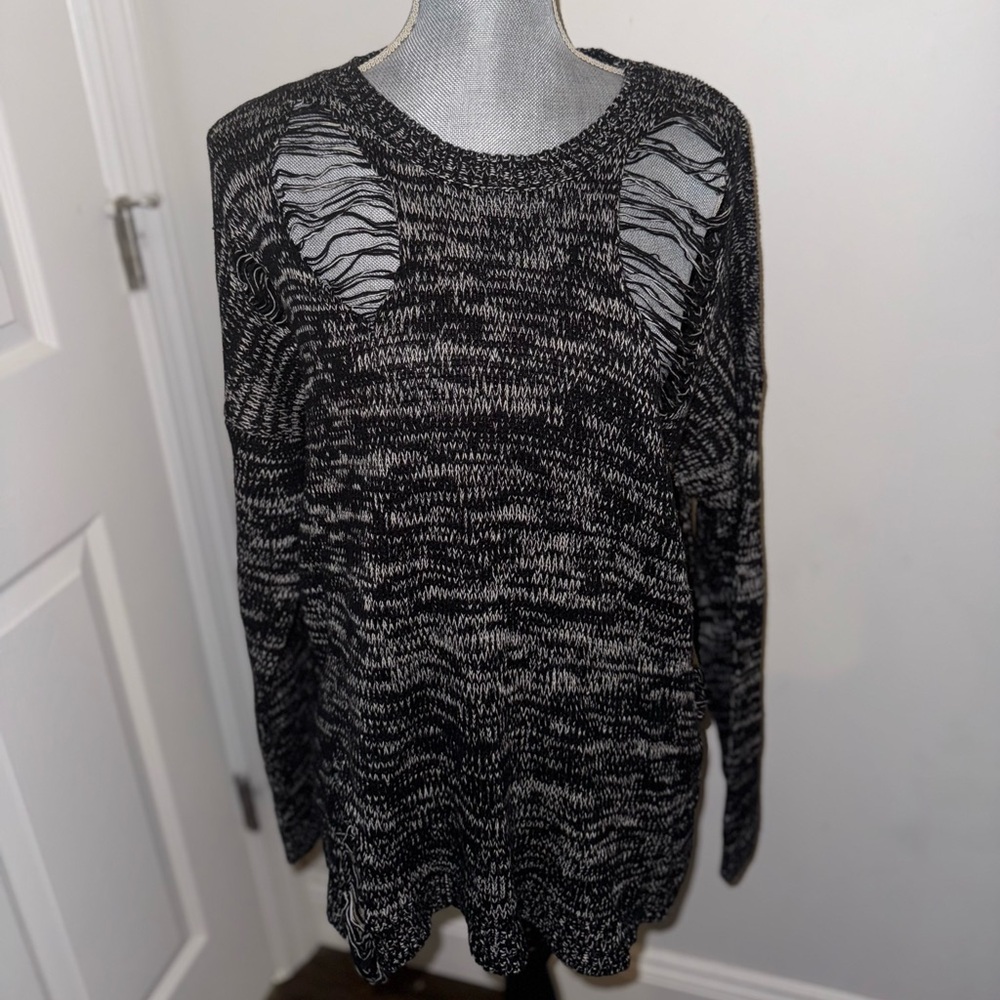 Gypsy Warrior Black and White Distressed Sweater